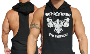 Superfitness Mens Black Hooded Tank